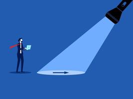 Help show the way or solve the problem. Businessman follow the guiding light vector