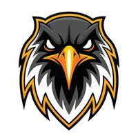 an eagle head with a yellow beak and black feathers vector