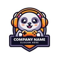 a cute panda holding a controller and playing games vector