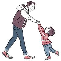 man and a child are walking together vector