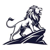 lion roaring on the mountain lion logo design vector