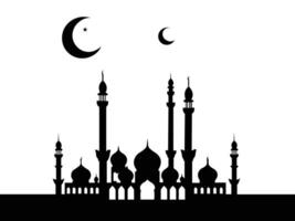Silhouette of a Mosque with Crescent Moon and Star vector