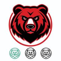 a bear head in a circle with four different colors vector