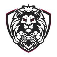 lion holding controller game mascot illustration vector
