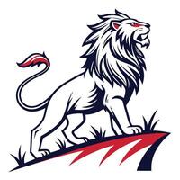 lion standing on top of a rock vector