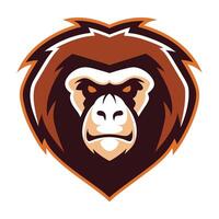 an angry gorilla head in the shape of a heart vector