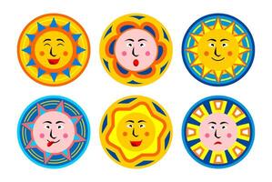 abstract sun with flat style emotion character vector