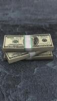 Rotating Stack of 100 USD Bills in Close-Up 3D Animation Vertical video
