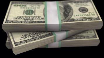 Rotating Stack of 100 USD Bills in Close-Up 3D Animation On Alpha Channel video