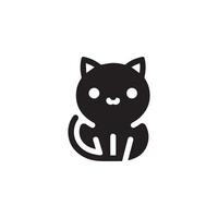 A black and white cat logo on a white background vector