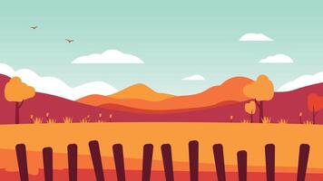Wheat Field Landscape with Mountains Hills View in the Morning vector