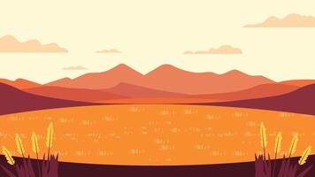 Wheat Field Nature View with Mountains Hills View in the Morning vector