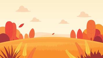 Wheat Field Nature Landscape with Foliage Plants in the Morning vector