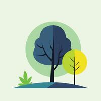 Beautiful Colorful Nature Landscape with Tree in the Park vector