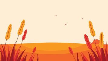 Wheat Field Nature View Landscape in the Morning vector