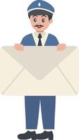 Postman Carrying Envelope with Cartoon Design vector