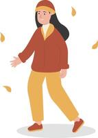 Happy Women Walking in Autumn Day vector