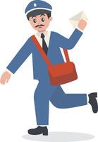 Postman Illustration with Sending Envelope vector
