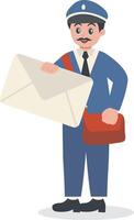 Postman Carrying Mail with Flat Design vector