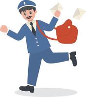 Postman Sending White Envelope vector