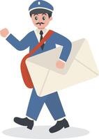 Postman Sending Envelope with Happy Expression vector
