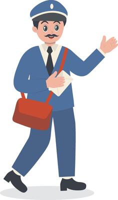 Illustration of Postman Sending Envelope