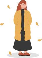 Beauty Girl Walking in Autumn Day vector