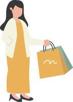 Happy Girl Shopping at Mall vector