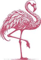 Vintage Flamingo Engraving Elegant Flamingo Drawing for Nature and Tropical Inspired Art Prints vector