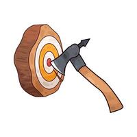 axe on a dart board illustration vector