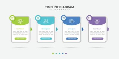 Business infographic template. 4 Step timeline journey. Process diagram, 4 options arrow on white background vector