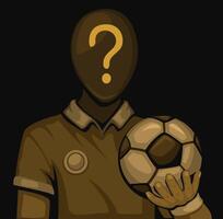 Mysterious Football Player With Question Mark On Head In Dark Background Illustration vector