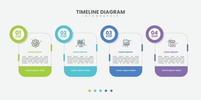 Business infographic template. 4 Step timeline journey. Process diagram, 4 options circle on white background vector