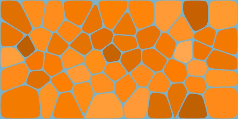 An abstract pattern of irregular orange shapes on a light blue background, resembling a mosaic with warm hues.