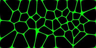 A black irregular polygon pattern with glowing green lines resembling cracked glass or organic cells, creating a futuristic and abstract design. vector