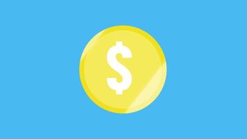 Flat 3D Dollar Coin Rotating Animation video