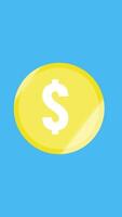 Flat 3D Dollar Coin Rotating Animation Vertical video