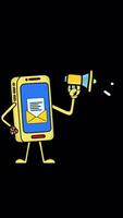 Mobile Marketing Call to Action with Megaphone Vertical On Alpha video