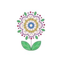 A bright abstract flower, a fictional plant in the folk Slavic style. Isolated Object vector