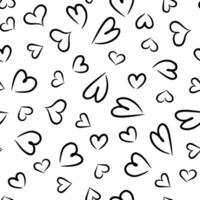 Seamless pattern with hand-drawn hearts. Doodle illustration for background vector