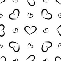 Cute hand-drawn pattern design with hearts. Endless texture vector