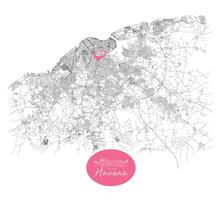 Havana Cuba,Streets Roads Map with location pin, illustration element image vector