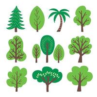 Simple Tree Collections Hand Drawn Illustration on White Background vector