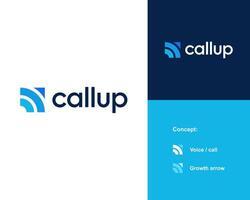 Abstract Call Communication Voice Sound Wave Arrow Up Direction Logo Design Illustration vector