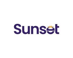 Sunset Wordmark Lettering Text Based Font Modern Typography Logo Design Illustration vector