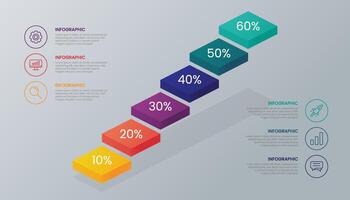 3D Layered Infographic Showing Percentage Status for Presentation vector