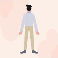 A Business Man with Glasses Flat Character Standing Back View vector