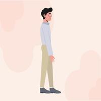 A Business Man with Glasses Flat Character Standing Side View vector