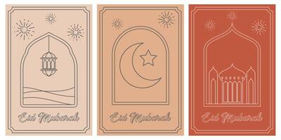 retro style ramadan theme greeting card vector