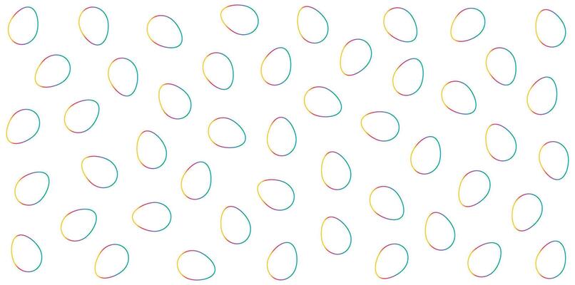 Seamless pattern with colorful gradient egg outlines on white or transparent background. Easter themed minimalist design for decoration and print